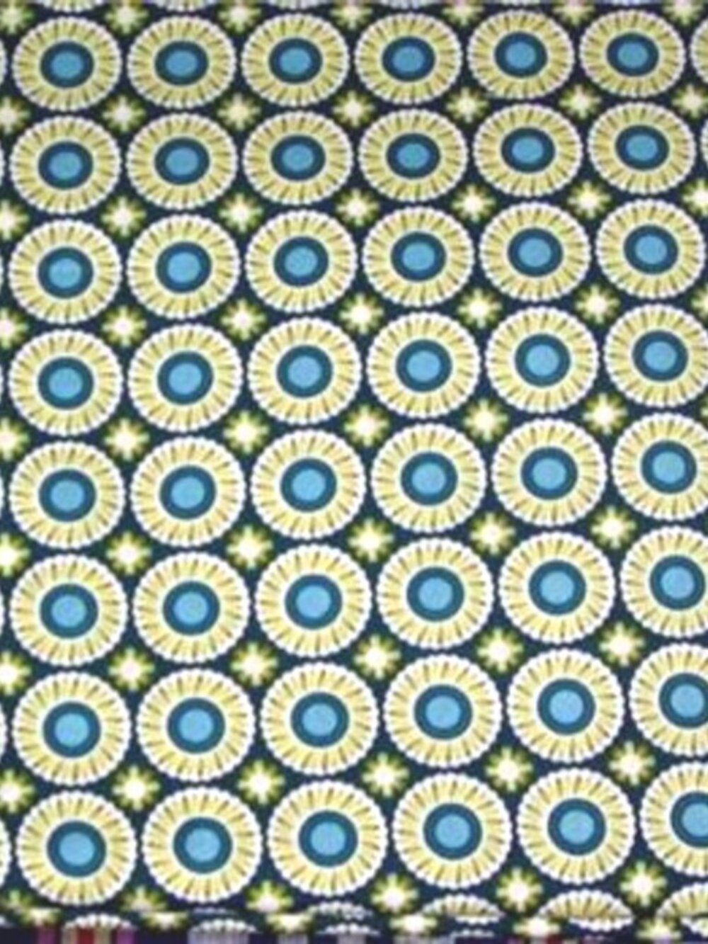 Turquoise Yellow Lime Circles Cotton Quilt Fabric 45" wide x 1 3/4 yards